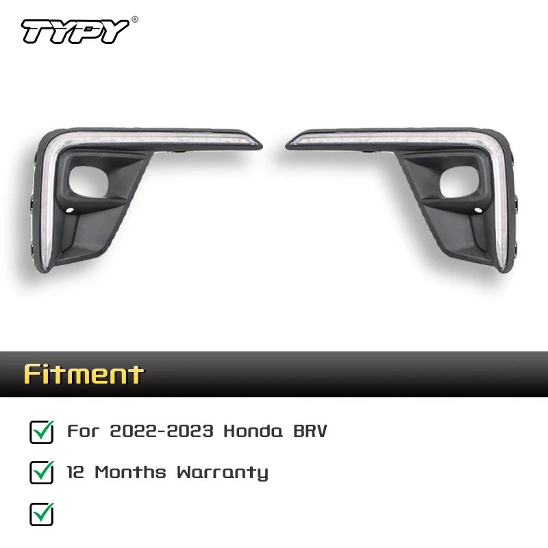 TYPY for Honda BR-V BRV 2022-2023 LED DRL Daytime Running Light Dynamic Turn Yellow Signal Relay Car Day Light Fog Lamp