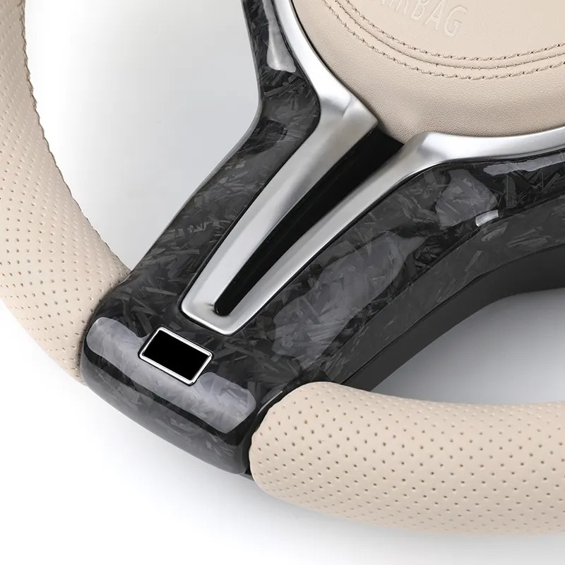 With Forged Carbon Trim Apricot Color Leather M Sport Steering Wheel for BMW F01 F06 F10 F11 F12 F15 F16 F20 F30 E90 E84 F80 M3