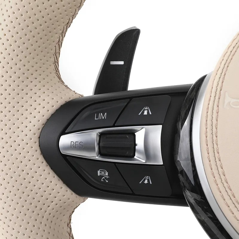 With Forged Carbon Trim Apricot Color Leather M Sport Steering Wheel for BMW F01 F06 F10 F11 F12 F15 F16 F20 F30 E90 E84 F80 M3