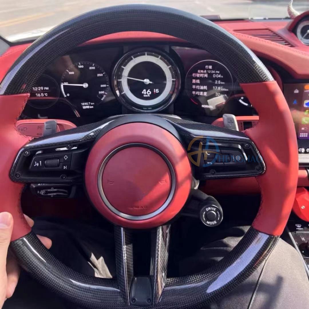 Custom Car Carbon Fiber Steering Wheel Fit For Porsche Cayenne Panamera Cayman Boxster 718 911 991 992 Macan Upgraded