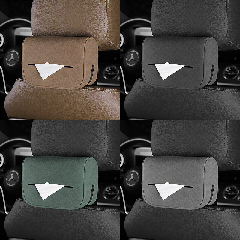 Wholesale Customized Logo Car Tissue Boxes Car Seat Pu Leather Armrest Tissue Boxes