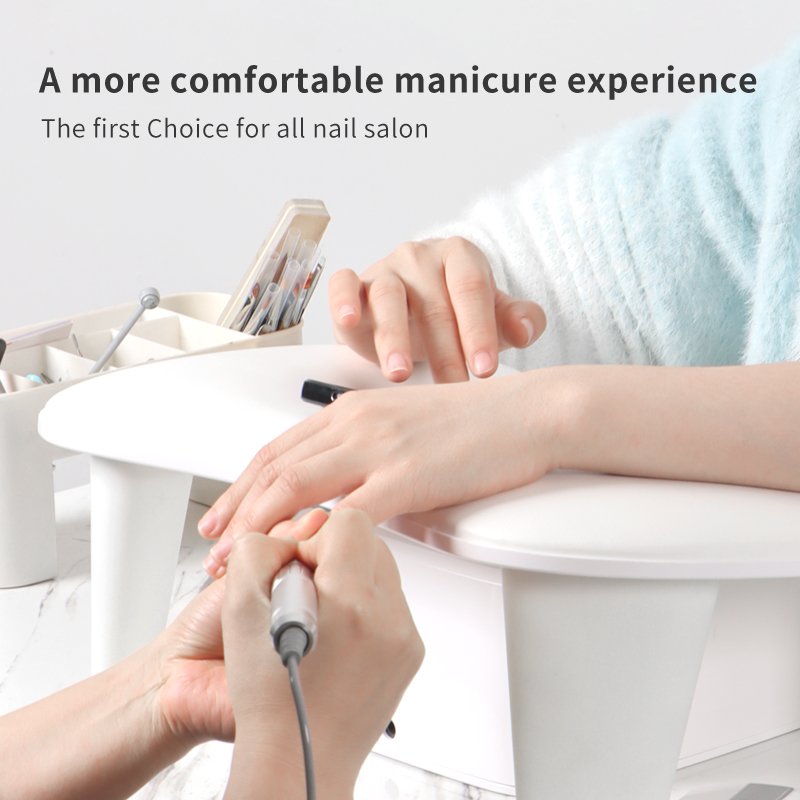 Professional U-Shaped Arm Rest Manicure Quick Installation Steel Hand Rest Pillow Cushion Comfortable DIY Storage White Box