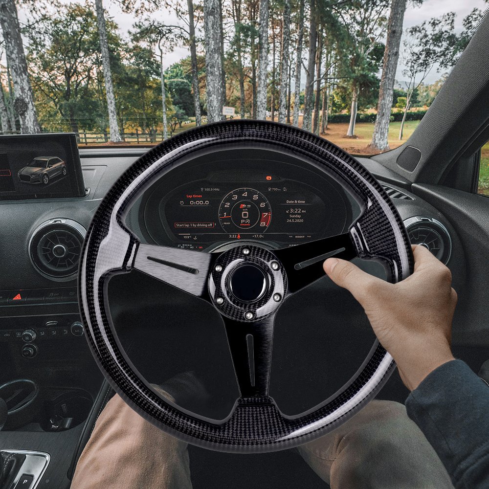 New Arrival Universal 350mm 14inch Racing Steering Wheel Car Rally Race Carbon Fiber JDM Steering Wheel