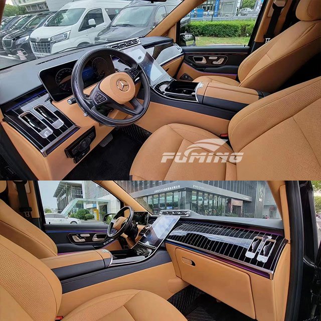 Vito Business Car W447 Interior Modification Package Huangting No.1 Leather Center Console Upgrade With Floral Design Style