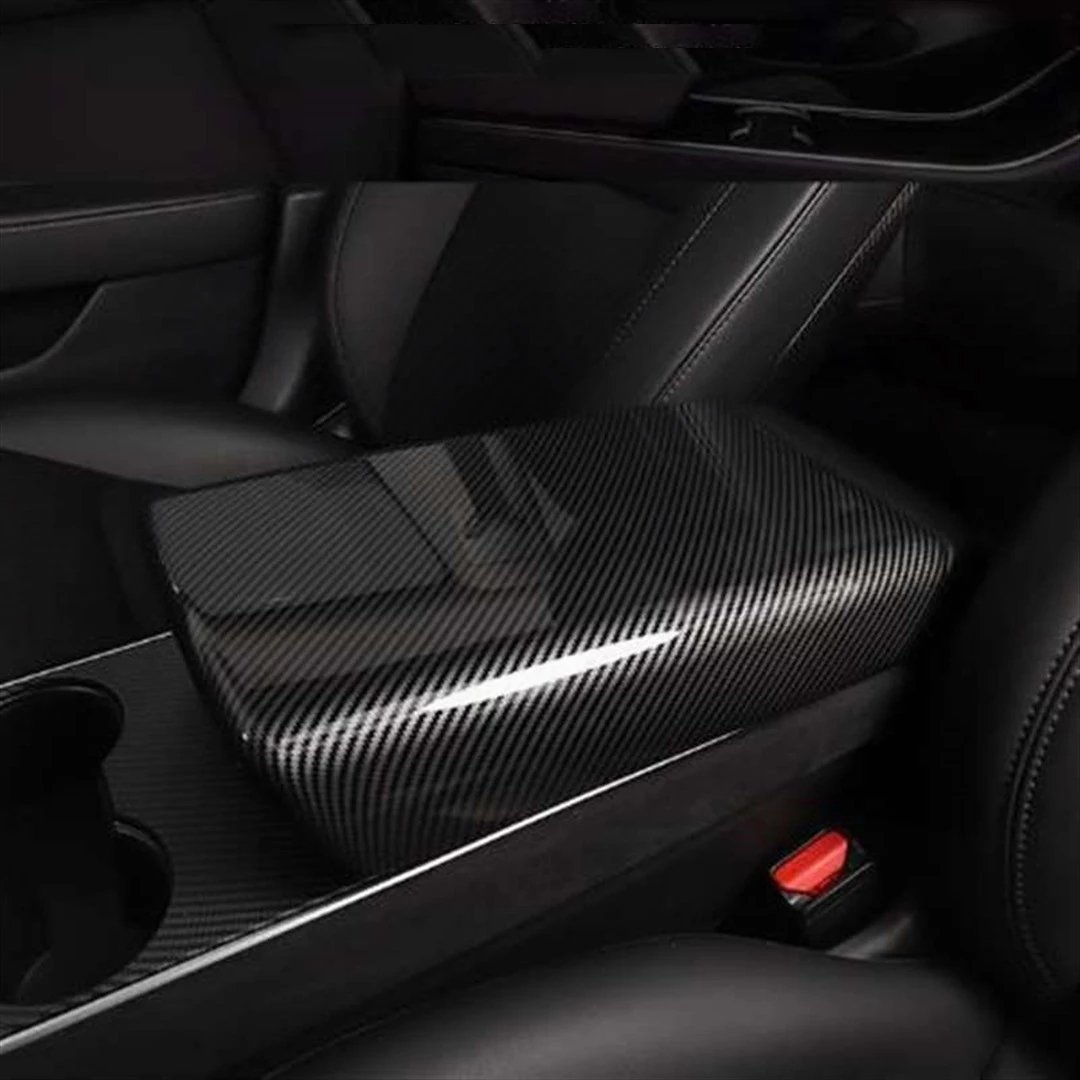 Matte Carbon Fiber Back for Tesla Model 3 Center Console Seat Armrest Box for Tesla Mode Y Protective Decoration Cover