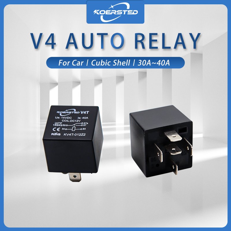 KKA-V4 Automotive Relay, 12V 24V 40A Car Relay, Auto Relay Cubic Type with LED Light for Vehicles and Machines