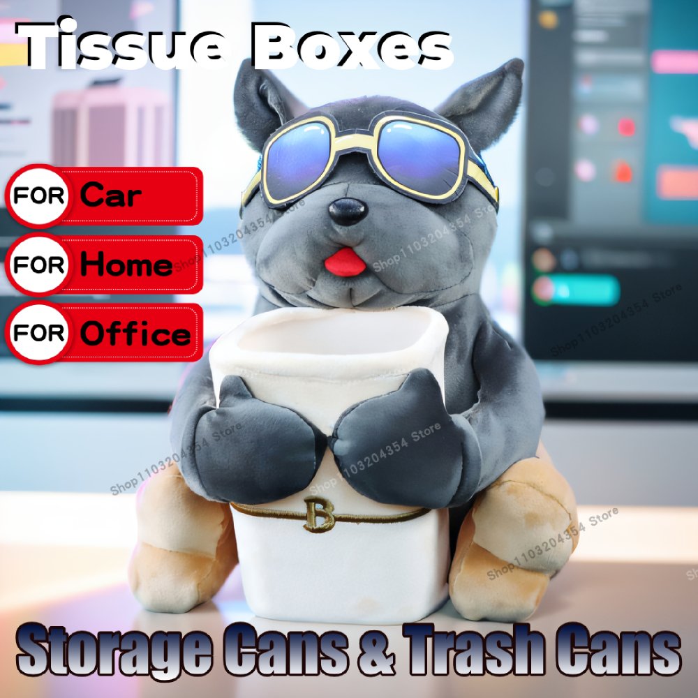 33cm Cartoon Cute Car Tissue Box Creative Car Armrest Box Garbage Can 2 in 1 Tissue Bag Multi-functional Storage Bag for Home
