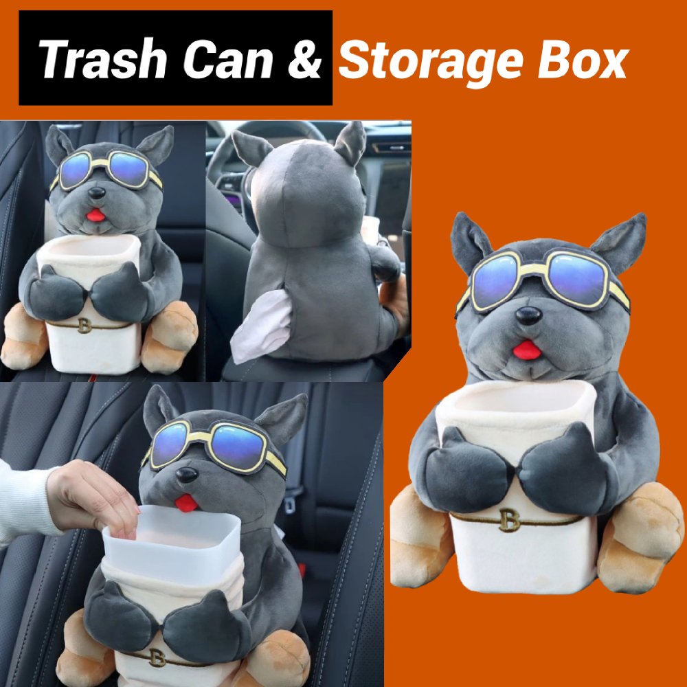 33cm Cartoon Cute Car Tissue Box Creative Car Armrest Box Garbage Can 2 in 1 Tissue Bag Multi-functional Storage Bag for Home
