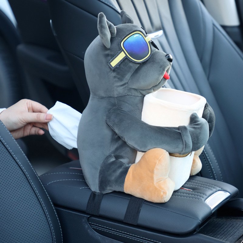 33cm Cartoon Cute Car Tissue Box Creative Car Armrest Box Garbage Can 2 in 1 Tissue Bag Multi-functional Storage Bag for Home