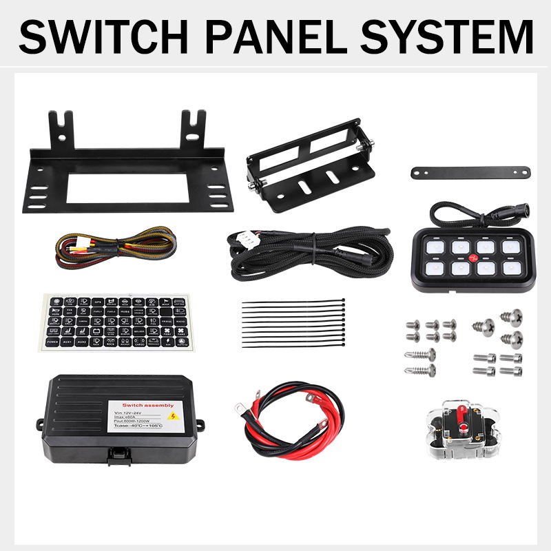 Auto Accessories 12V 24V 60A Fuse Relay Box Switch Control Panel Electronic Relay System 8 Gang Switch Panel ON-Off LED Switch