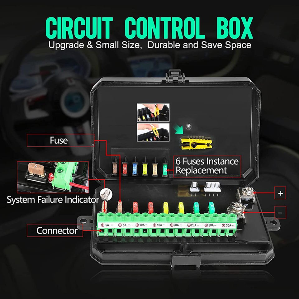 Auto Accessories 12V 24V 60A Fuse Relay Box Switch Control Panel Electronic Relay System 8 Gang Switch Panel ON-Off LED Switch
