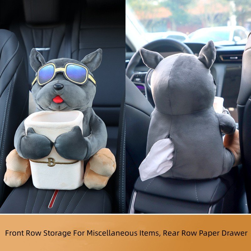 Creative Men's Main Driving Armrest Box Hanging Cute Car Interior Kit with Paper Tissue Trash Can Two-in-One Plastic Solution