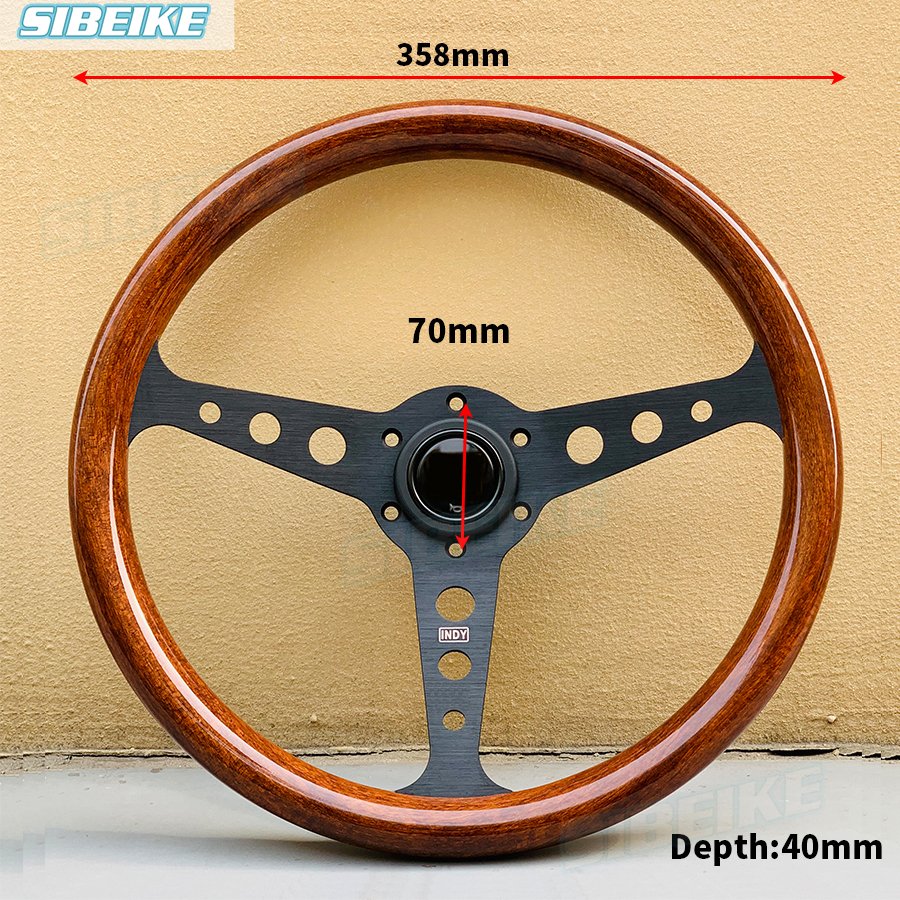 JDM Classic Wood Grain Steering Wheel 14inch Vintage Sports Car Truck Steering Wheel