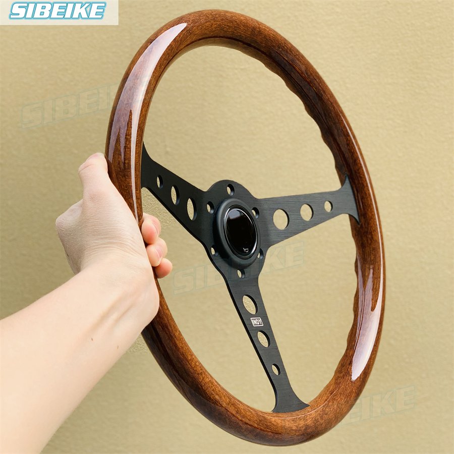 JDM Classic Wood Grain Steering Wheel 14inch Vintage Sports Car Truck Steering Wheel