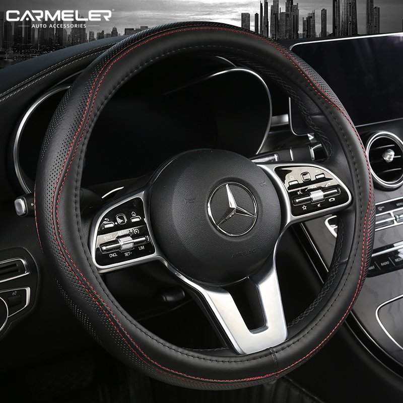 luxury fashion Car Accessories Universal Durable Non-Slip Pu Leather Steering Wheel Cover With Different Colors