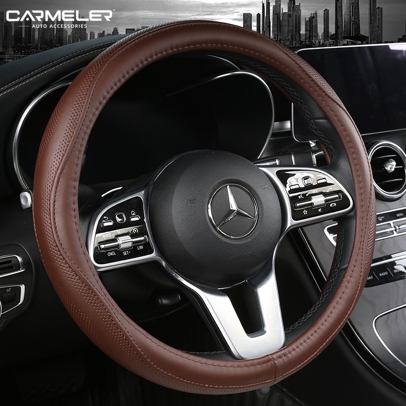 luxury fashion Car Accessories Universal Durable Non-Slip Pu Leather Steering Wheel Cover With Different Colors