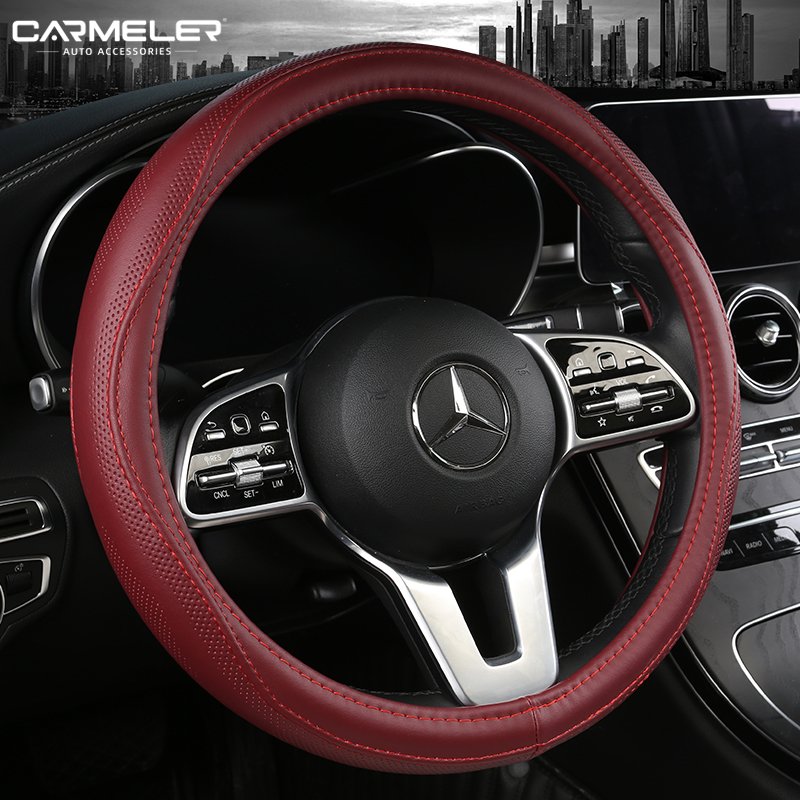 luxury fashion Car Accessories Universal Durable Non-Slip Pu Leather Steering Wheel Cover With Different Colors