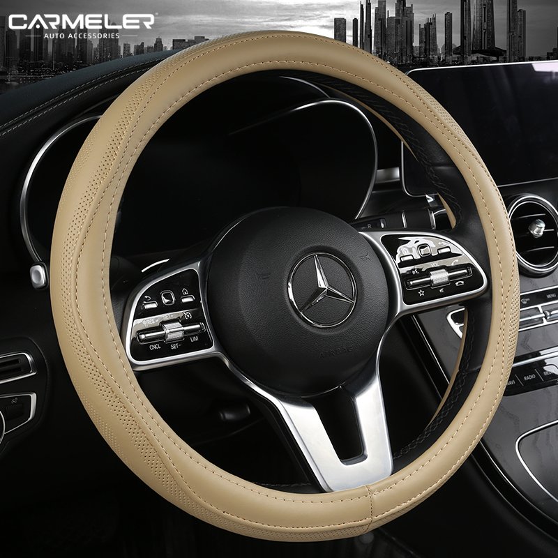 luxury fashion Car Accessories Universal Durable Non-Slip Pu Leather Steering Wheel Cover With Different Colors