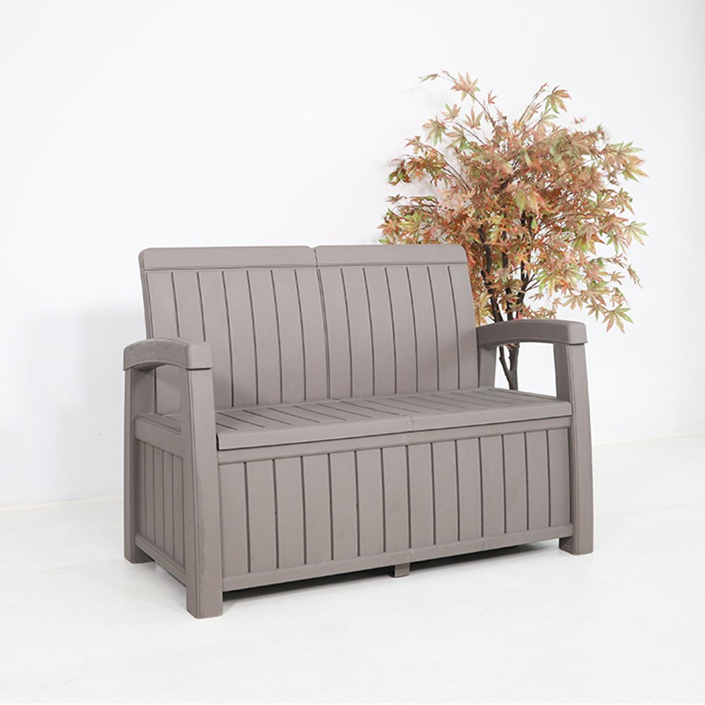 Weatherproof Outdoor Garden Storage Box Armrest Bench Seat for Patio