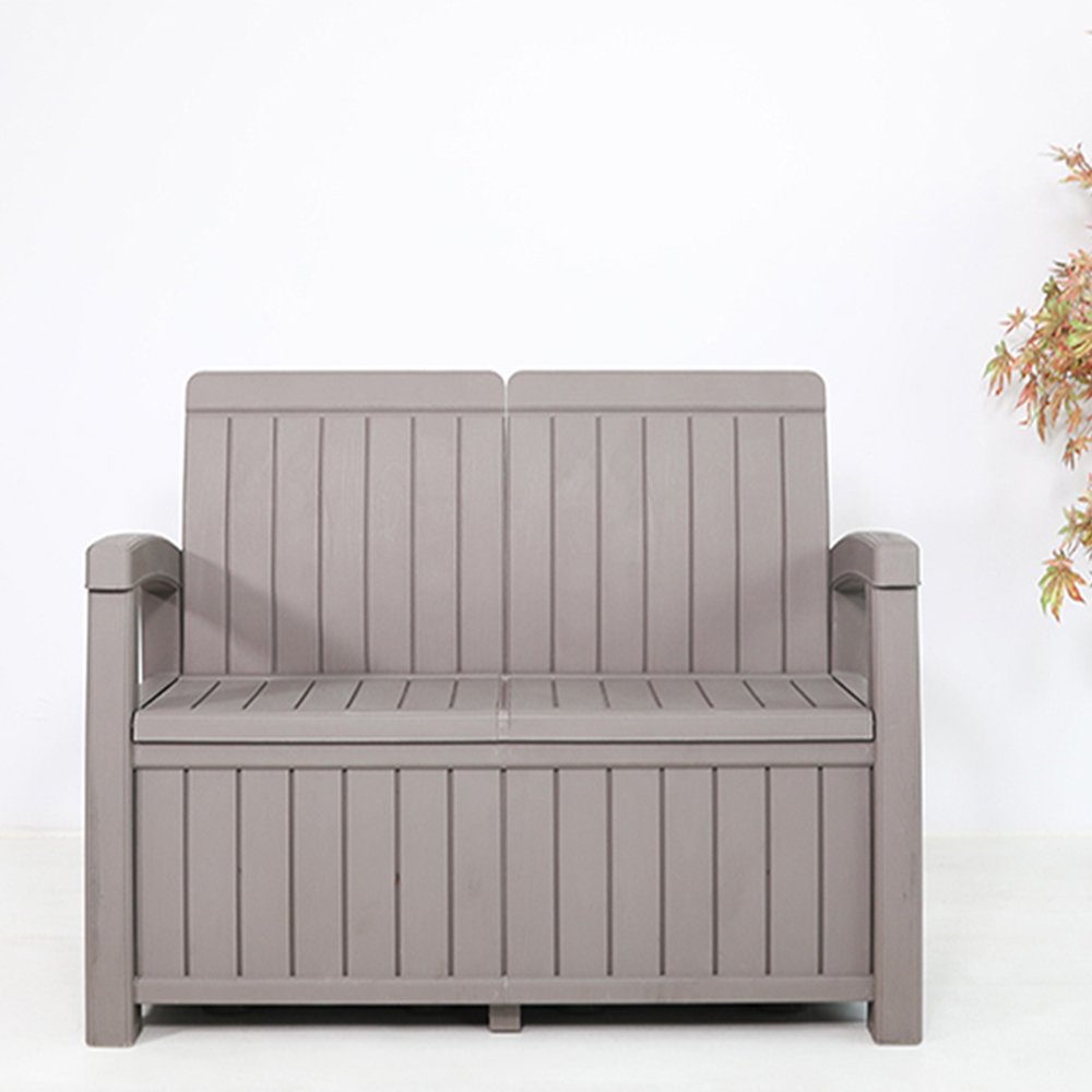 Weatherproof Outdoor Garden Storage Box Armrest Bench Seat for Patio