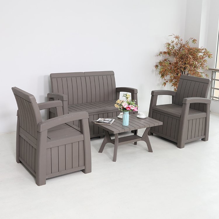 Weatherproof Outdoor Garden Storage Box Armrest Bench Seat for Patio