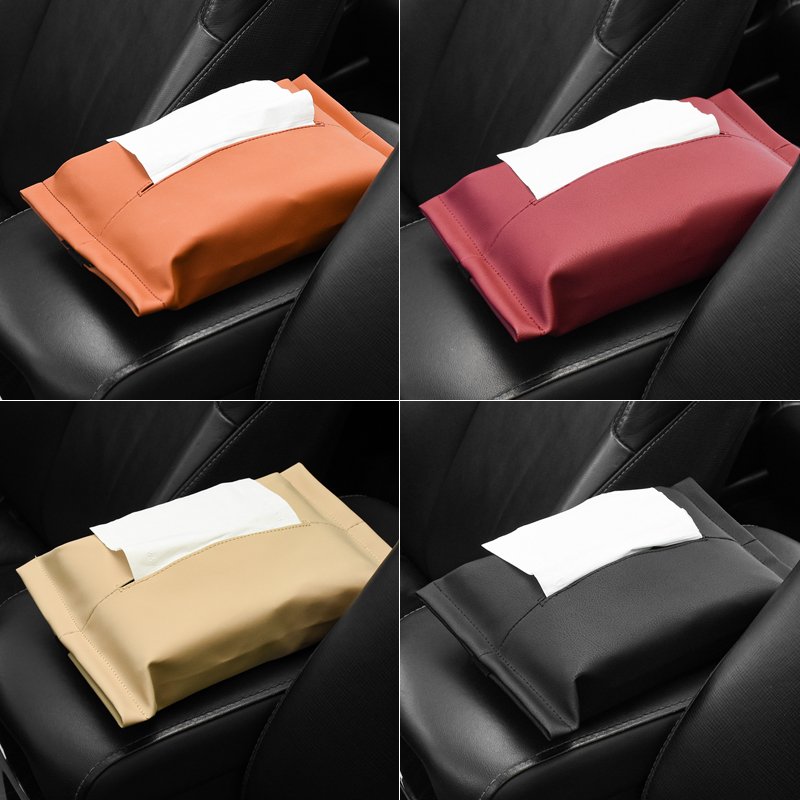 Tissue Bag Organizer Car Decoration Auto Storage Interior Hanging Pumping Tissue Bag PU Leather Package Armrest Box for ford MG