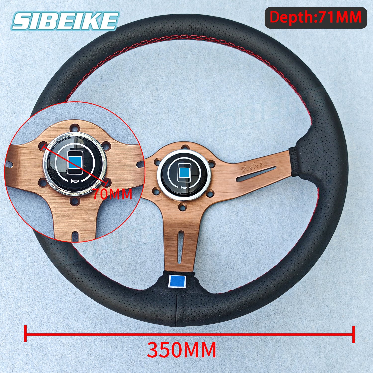 14inch 350mm JDM Deep Dish Racing Steering Wheel Titanium Perforated Leather Rally Drift Sport Steering Wheel