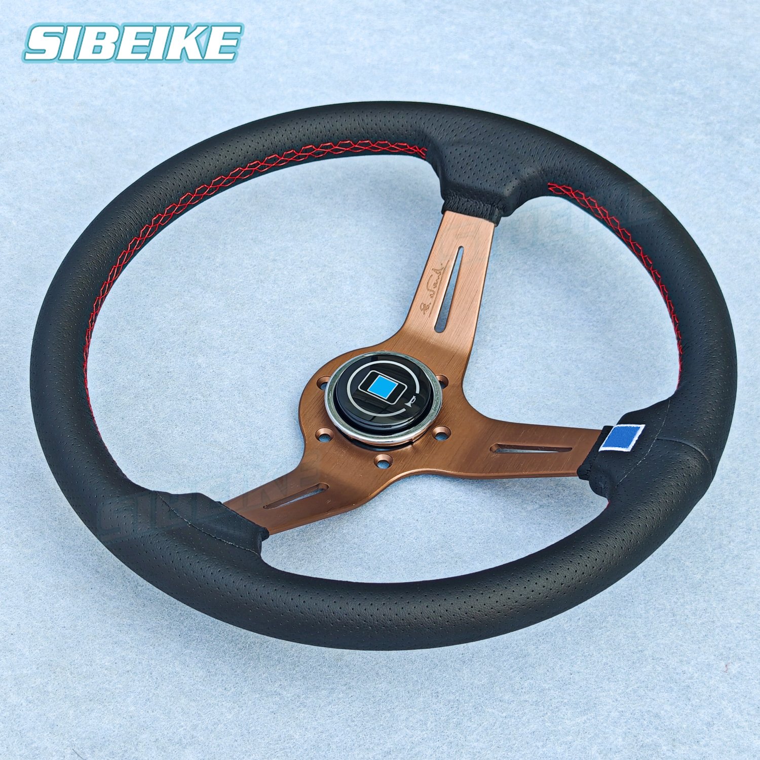14inch 350mm JDM Deep Dish Racing Steering Wheel Titanium Perforated Leather Rally Drift Sport Steering Wheel