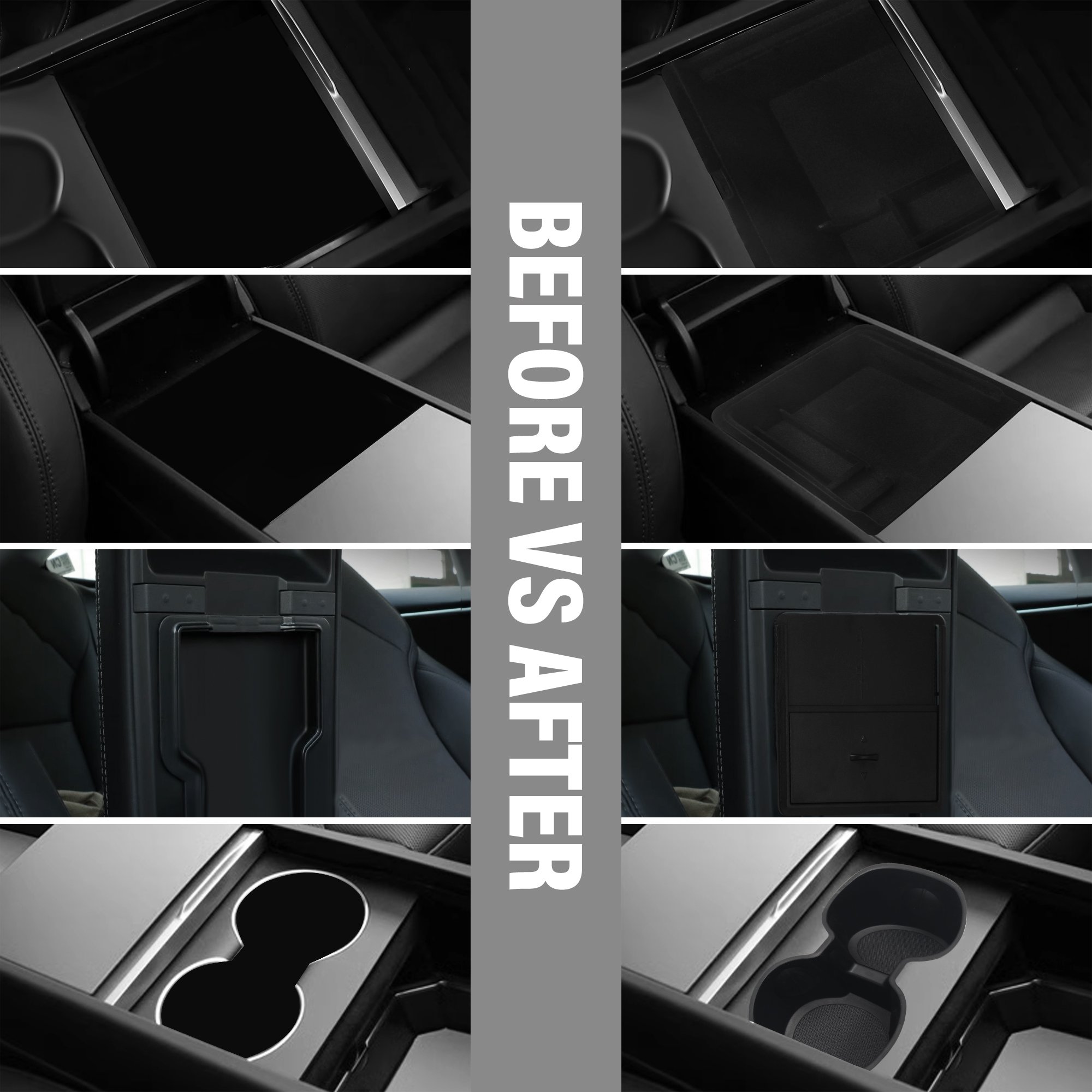 Armrest Hidden Drawer Storage Cup Holder Center Console Organizer Tray Compatible for Tesla Model 3 2024 Highland Accessories