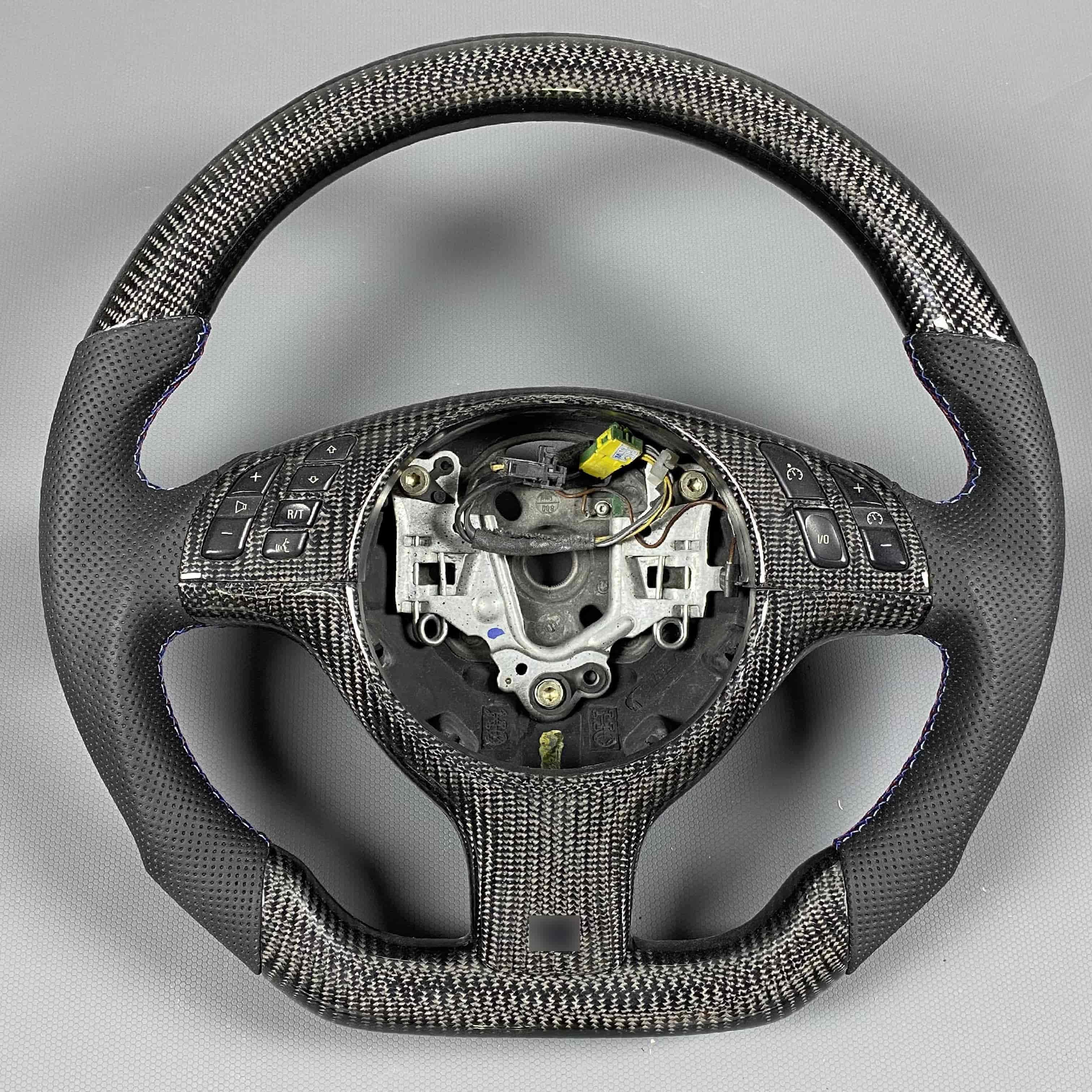 Handmade leather carbon fiber customized car steering wheel for BMW M3 E46 E39 E53 330ci 325i with LED display screen