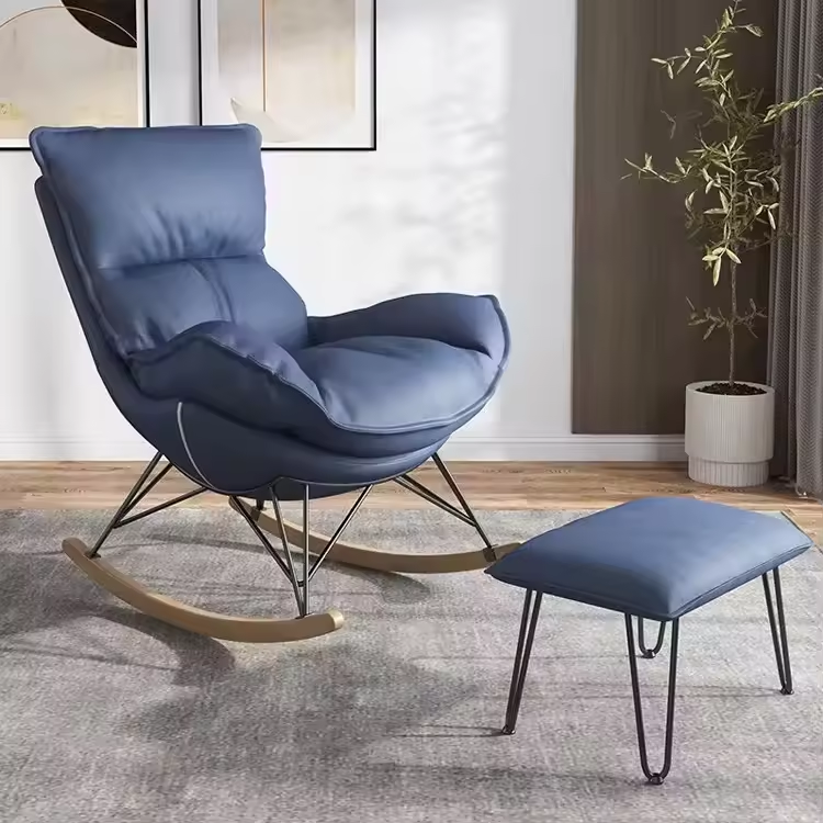 Hot Sale Wooden Fabric Backrest Modern Rocking Chair for Living Room