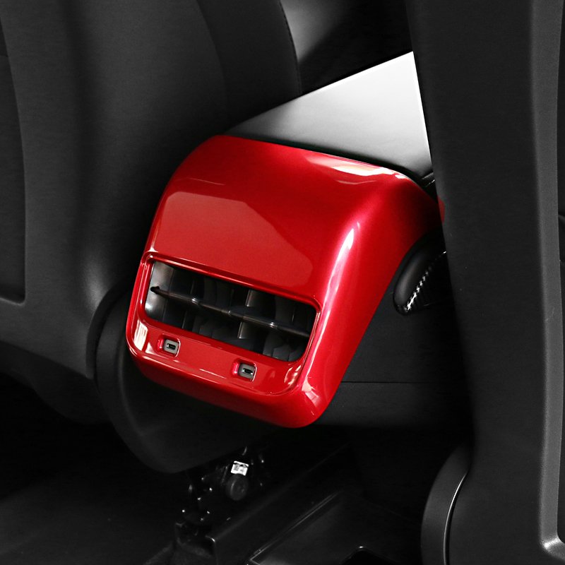New Design Auto Rear Seat Armrest Box Air Outlet Vent Cover Trim Car Accessories Interior for Tesla Model Y