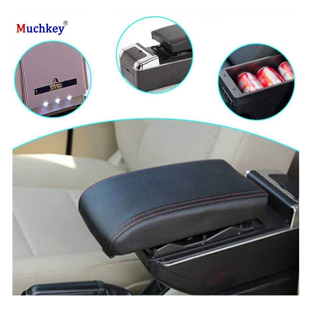 Car Center Armrest Box Car Centre Console Storage Box Arm Rest Built-in LED Light for Suzuki Swift 2005-2019