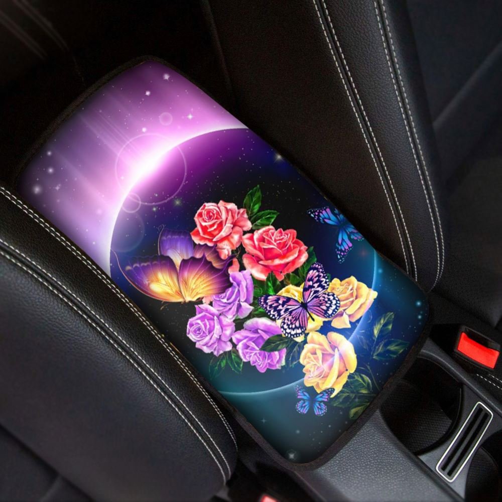 New Arrivals Comfort Armrest Box Cover Custom Universal Car Armrest Cover Floral Butterflies Galaxy Center Console Pad Wholesale