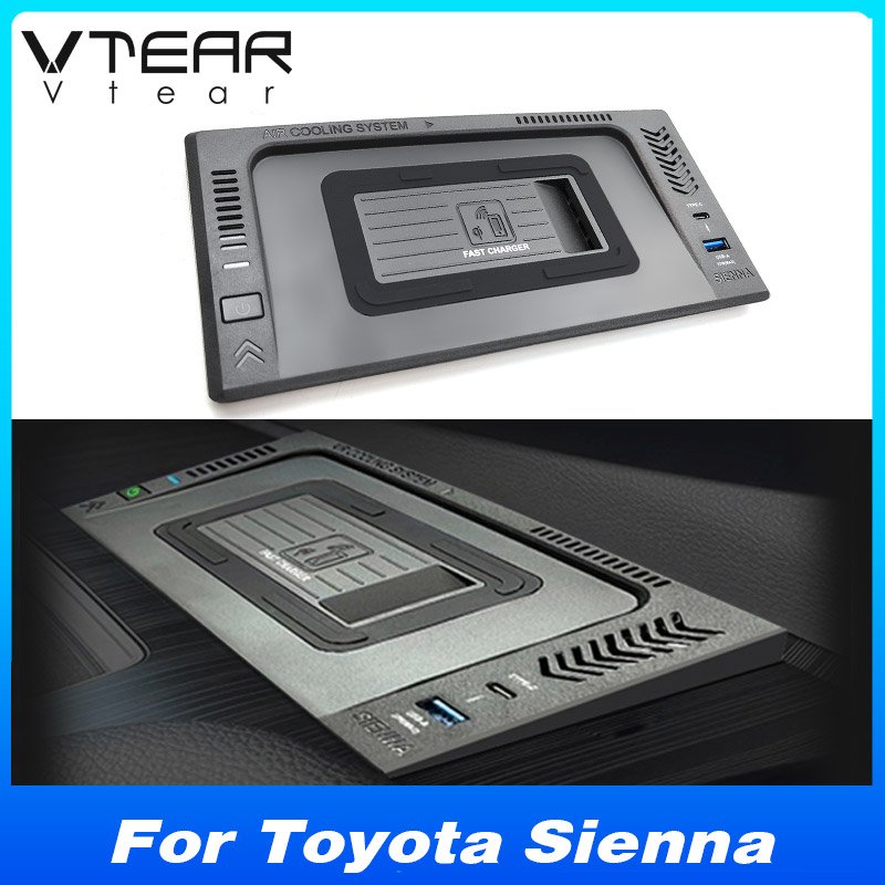 15w Car Qi Wireless Charger for Toyota Sienna 2022 2023 Accessories Phone Fast Charger Plate Holder Car Modification Parts