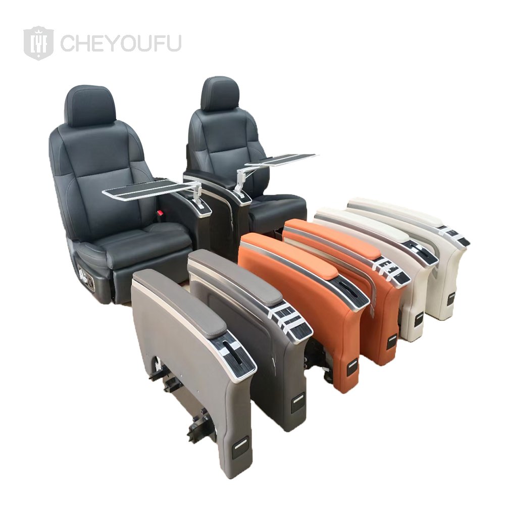 Single Side Folding Table Mounted on the Armrest of a Single Seat in Luxury Van