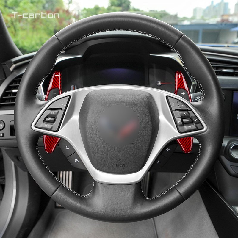 Car Steering wheel dial decorative paste shift paddles Forged carbon fibre paddle shift for Chevrolet Corvette C7