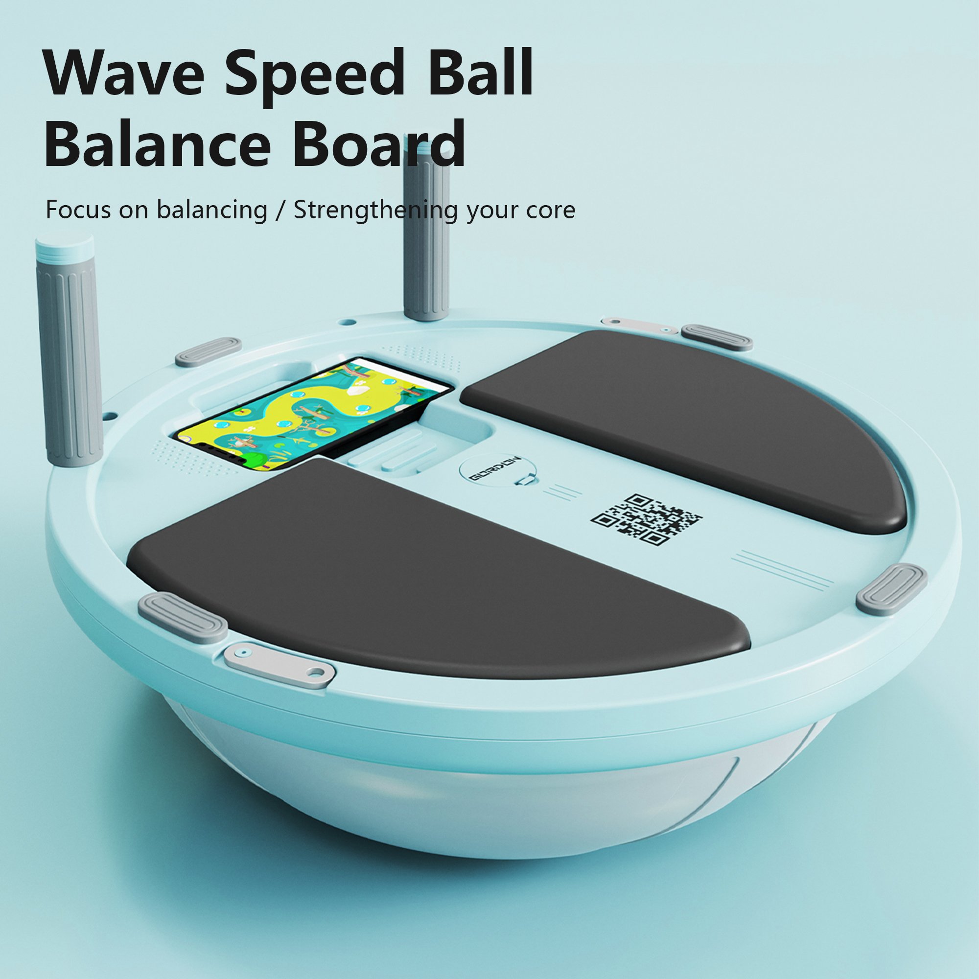 High Quality Half Round Foot Treadball Smart Wave Speed Ball Women Pilates Balance Ball with Armrest and Elastic Band