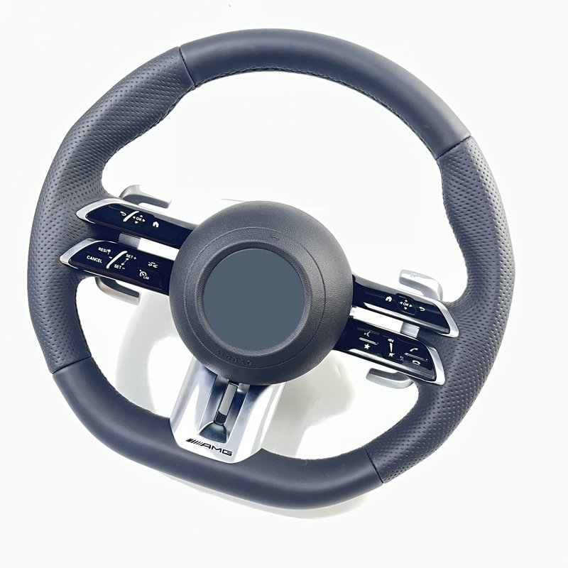 Personalized AMG Carbon Fiber D-Shape Leather Steering Wheel Racing Correction Mark for Benz E-Class GLS CLS Sports Cars