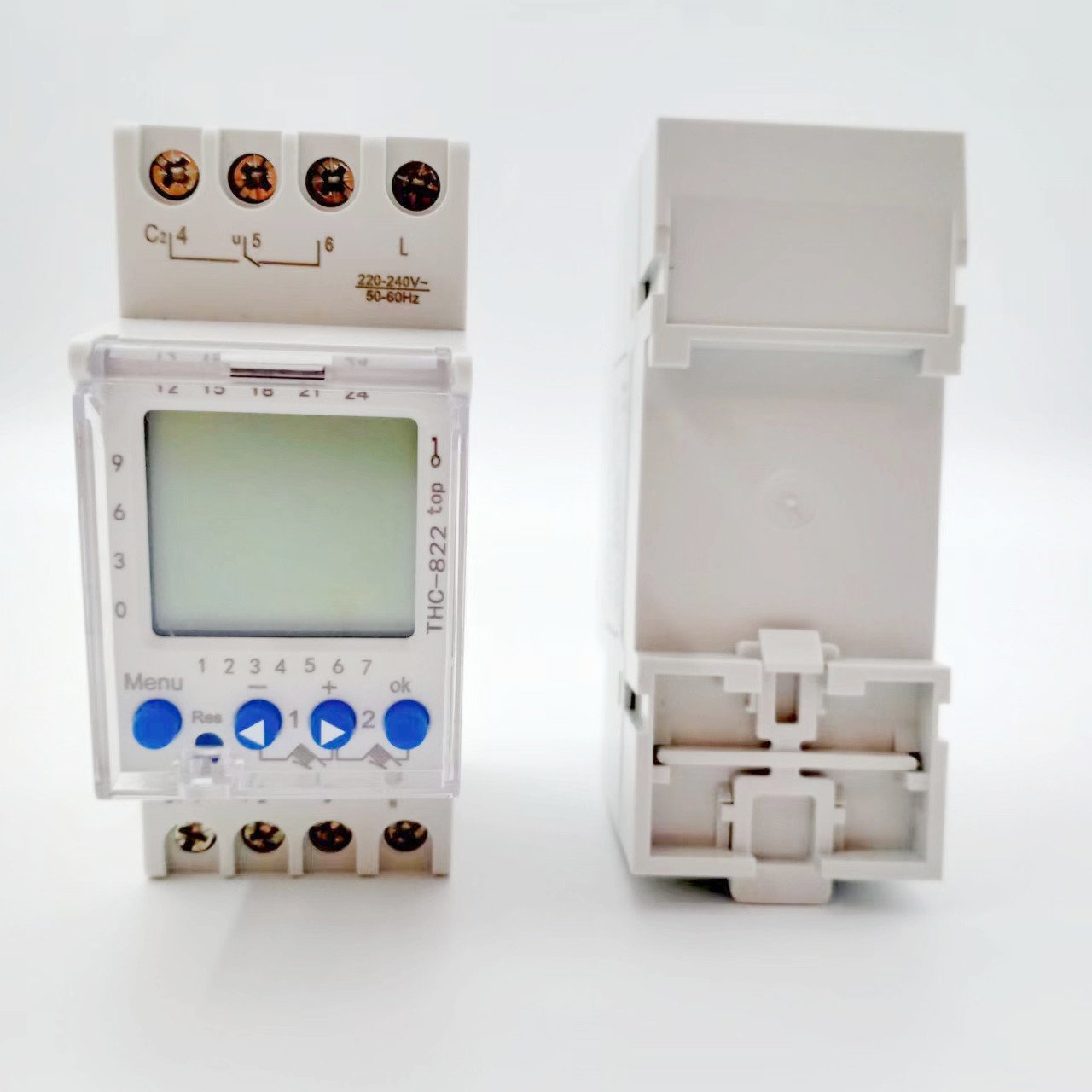 220V AC Electrical Time Switch Control THC-822 16amp Two Channels Timer Relay 24hours 7 Days Auto Programming in Six Languages
