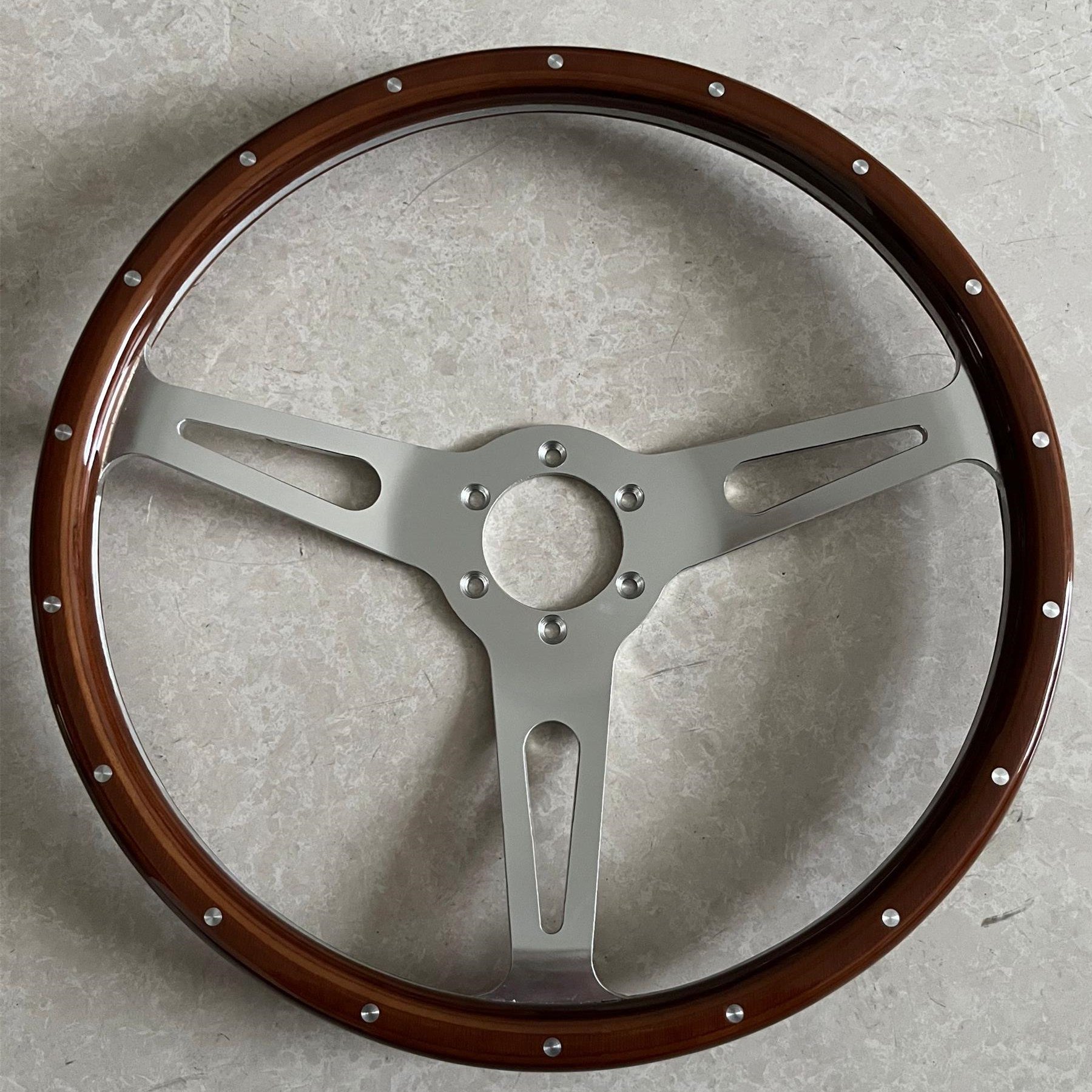 Amazon hot sale 380MM wooden steering wheel classic style old car steering wheel