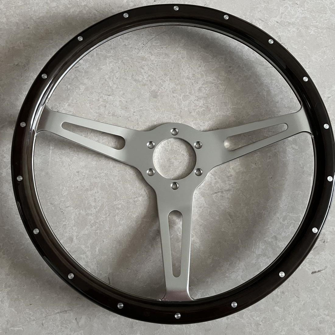 Amazon hot sale 380MM wooden steering wheel classic style old car steering wheel