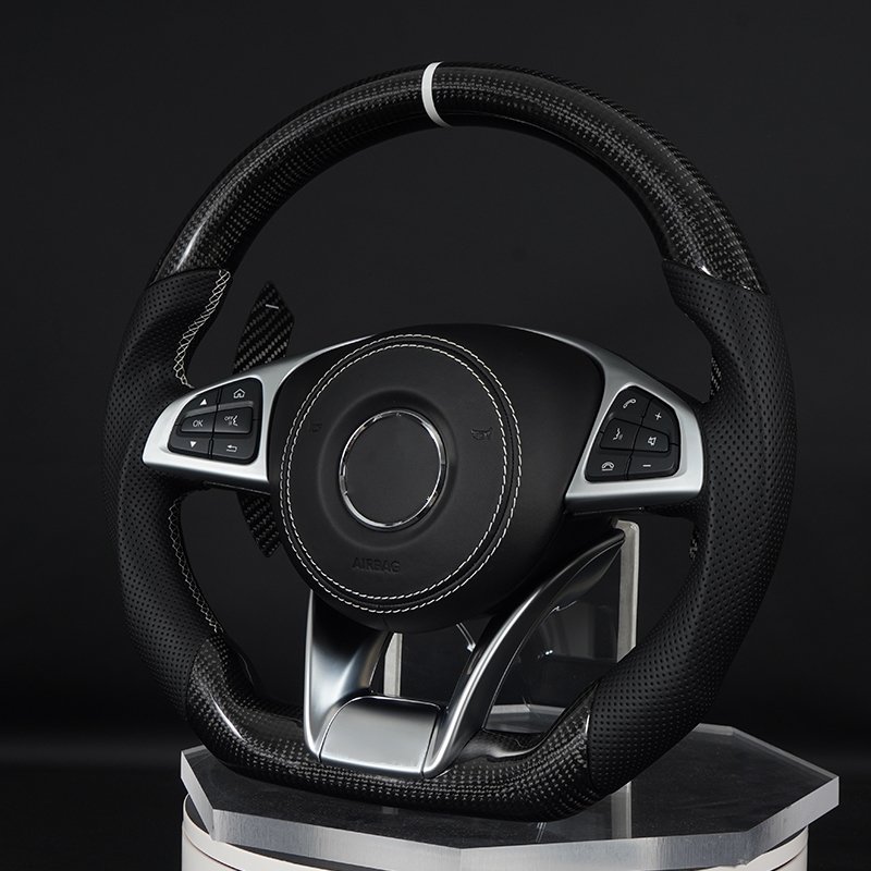 W205AMG Custom LED Carbon Fiber Car Steering Wheel For Mercedes Benz 808 C63 E63 W213 C43 A45 G63 G500 S63 GLA45 GL-S63 AMG
