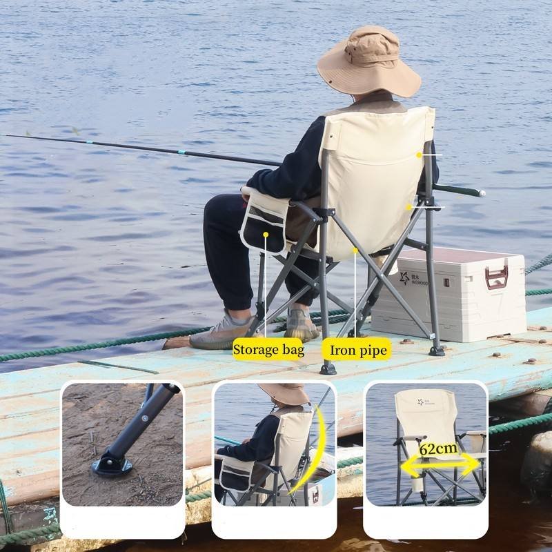 Wholesale Outdoor Chair Portable Fishing Chair Leisure Folding Beach Chair With Armrest and Cup Holder