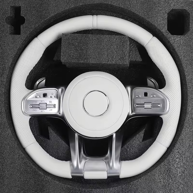 Custom Volant Lenkrad White Color Leather Steering Wheel for Mercedes Benz GL X166 GLB X247 W204 W205 W206 W207 W211 E63 AMG