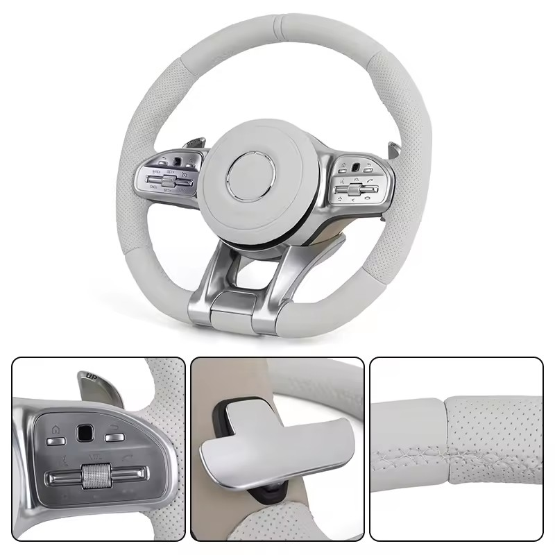 Custom Volant Lenkrad White Color Leather Steering Wheel for Mercedes Benz GL X166 GLB X247 W204 W205 W206 W207 W211 E63 AMG