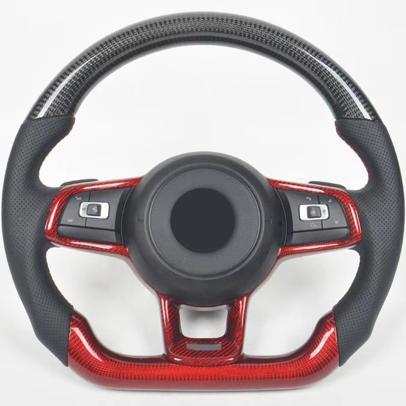 For VW Golf Mk7 Gti Golf R GTS GTD LED Car Steering Wheel Genuine Carbon Fiber Durable Vw Scirocco Support Vw Cc Accept
