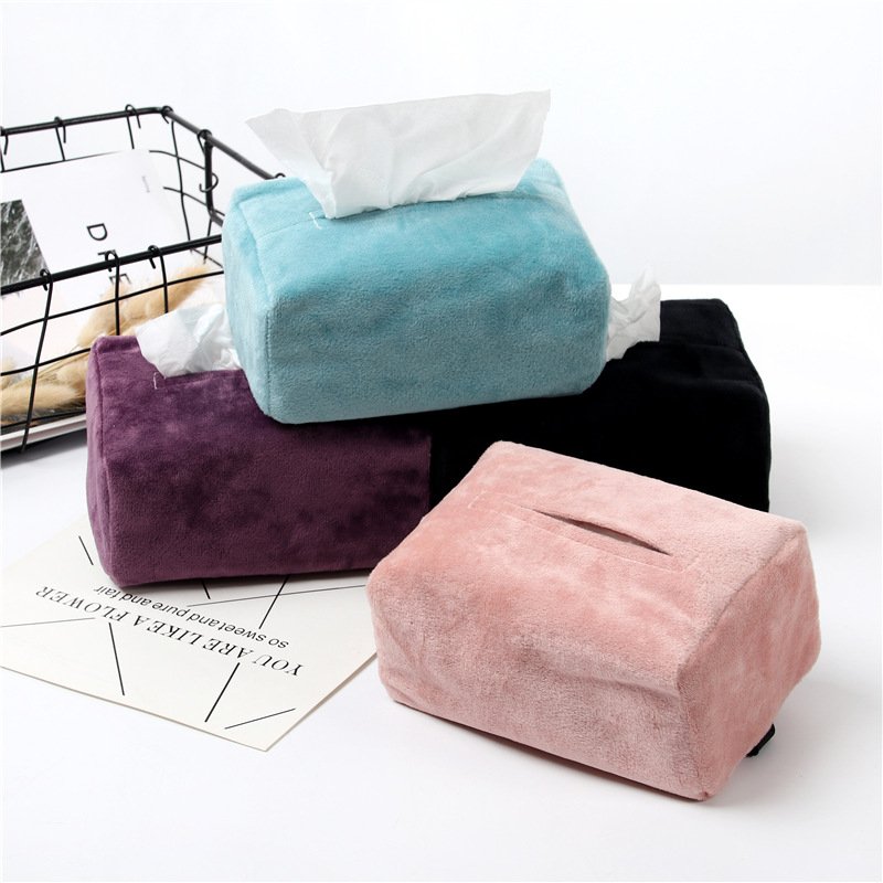 Car Seat Back Tissue Box Car Plush Napkin Box Extractor Multi-functional Car Tissue Box Set