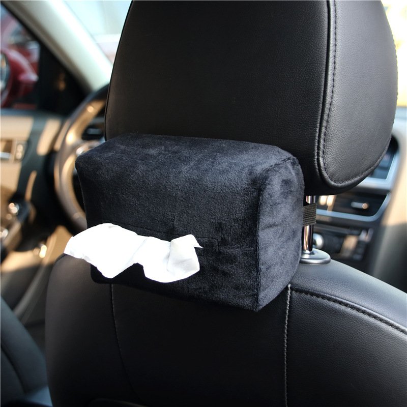 Car Seat Back Tissue Box Car Plush Napkin Box Extractor Multi-functional Car Tissue Box Set