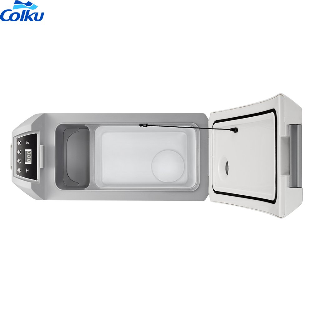 Colku 14L/17 Capacity Portable Car Fridge Camping Freezer Armrest 12V/24V Compressor Refrigeration Plastic Material 20L Cooling